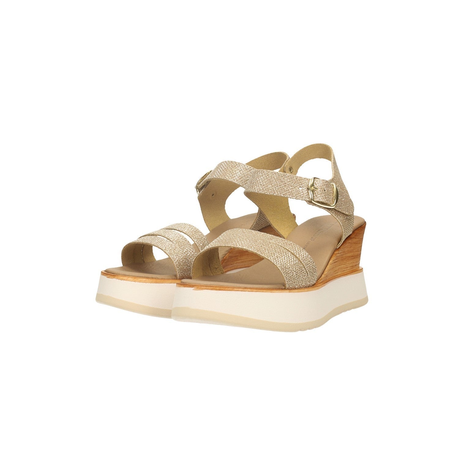 Sandali con zeppa in vera pelle. Made in Italy. Tacco alto 8cm