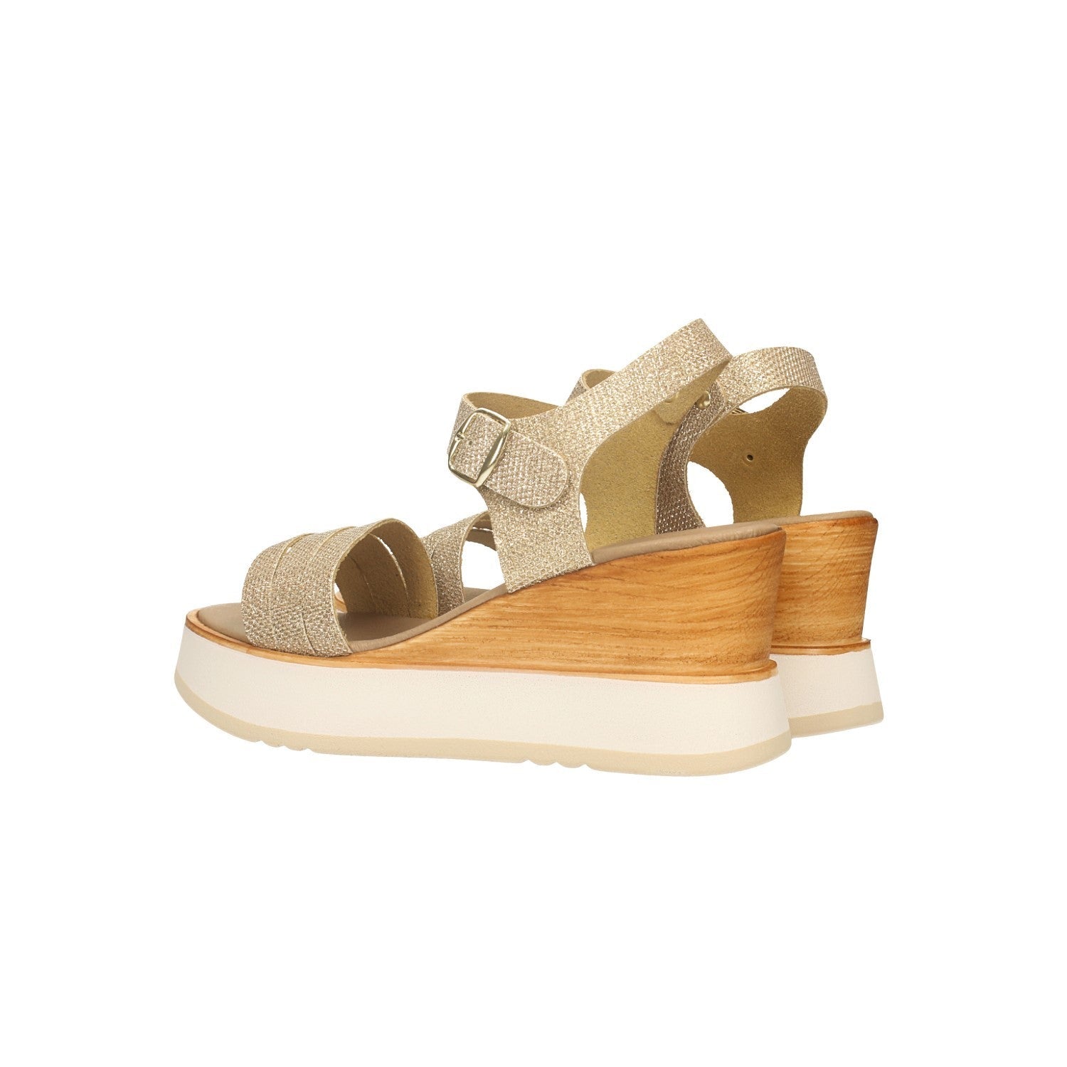 Sandali con zeppa in vera pelle. Made in Italy. Tacco alto 8cm