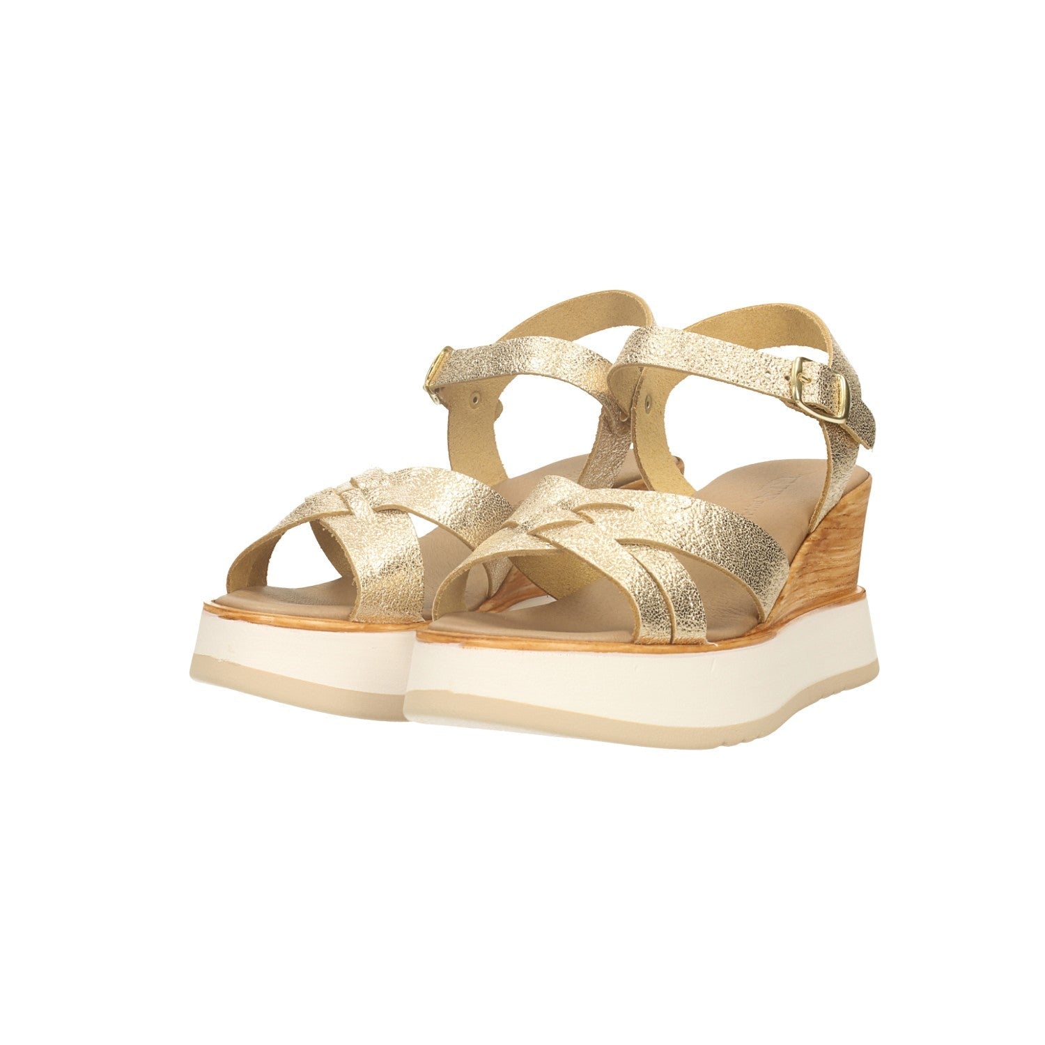 Sandali in vera pelle intrecciati. Made in Italy. Tacco alto 7.5cm