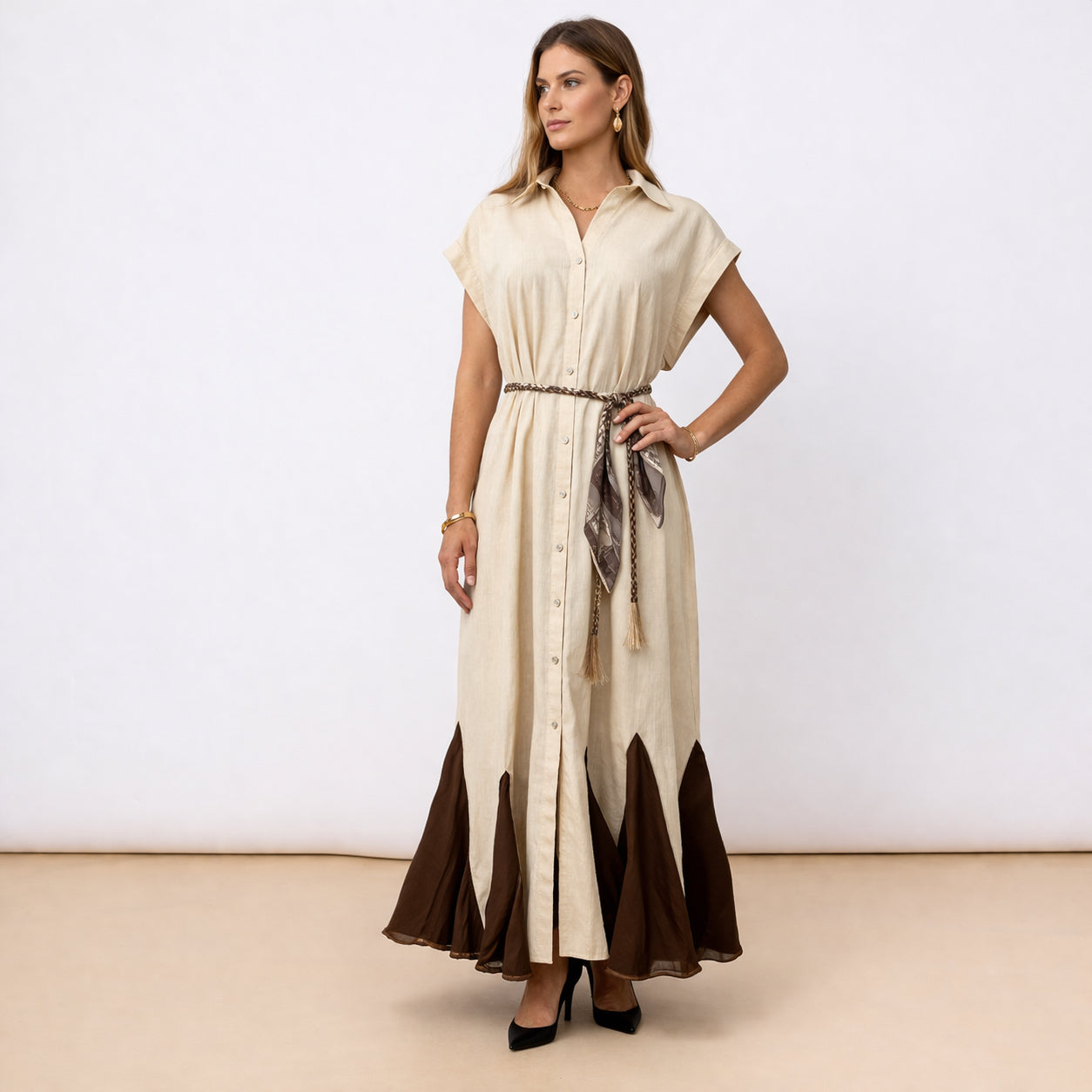 Vestito Chemisier in Lino Estivo Semplice Elegante
