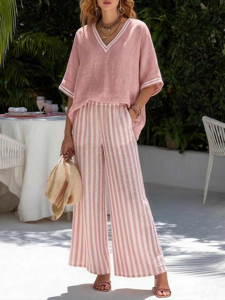 Set completo due pezzi in lino e cotone