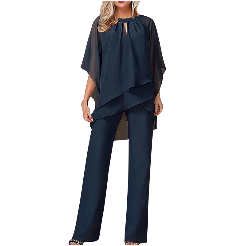 Elegante completo di pantaloni asimmetrici in due pezzi
